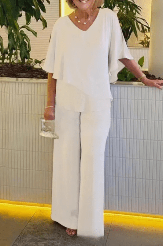 Women's Solid Cobalt Blue Loungewear Set | Relaxed Batwing Top and Wide Leg Trousers - Velshara store