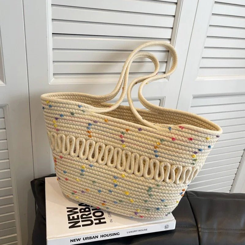 Women’s Straw Woven Shoulder Bag – French Style Beach Tote - Velshara store