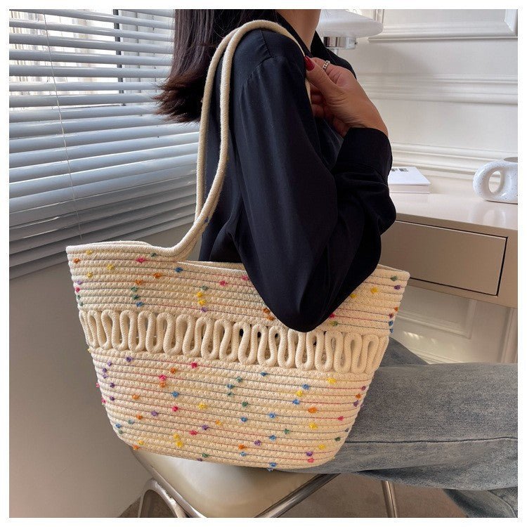Women’s Straw Woven Shoulder Bag – French Style Beach Tote - Velshara store