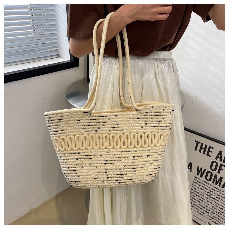 Women’s Straw Woven Shoulder Bag – French Style Beach Tote - Velshara store