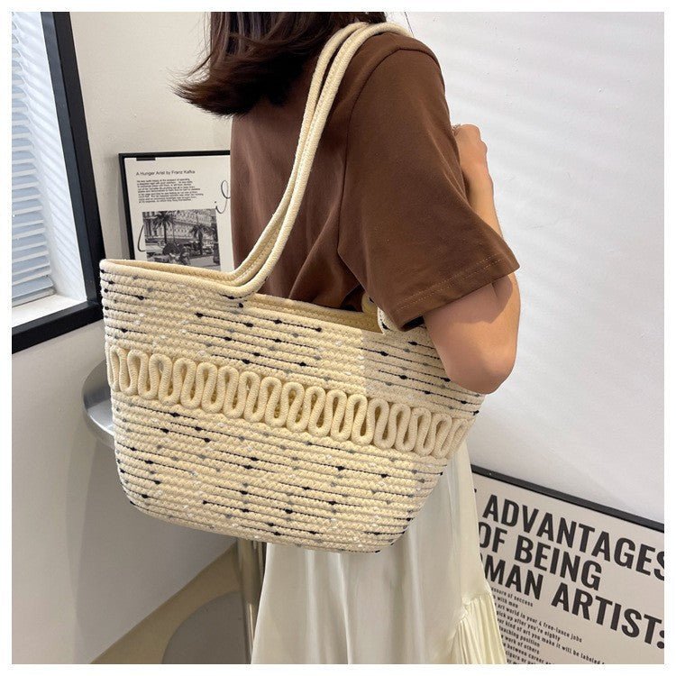 Women’s Straw Woven Shoulder Bag – French Style Beach Tote - Velshara store
