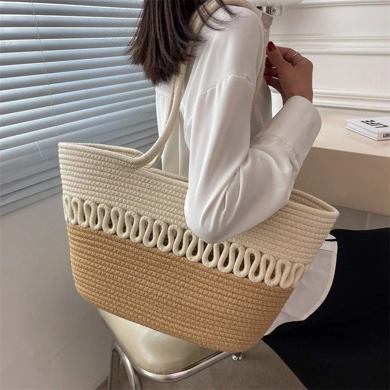 Women’s Straw Woven Shoulder Bag – French Style Beach Tote - Velshara store