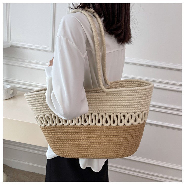 Women’s Straw Woven Shoulder Bag – French Style Beach Tote - Velshara store