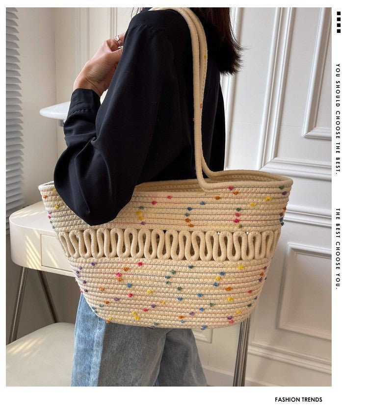 Women’s Straw Woven Shoulder Bag – French Style Beach Tote - Velshara store