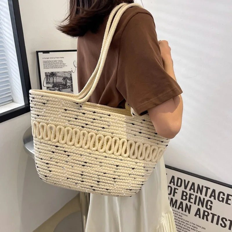 Women’s Straw Woven Shoulder Bag – French Style Beach Tote - Velshara store