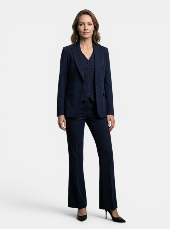 Women's Structured Fabric Three - Piece Suit | Elegant Blazer, Waistcoat & Flared Trousers - Velshara store