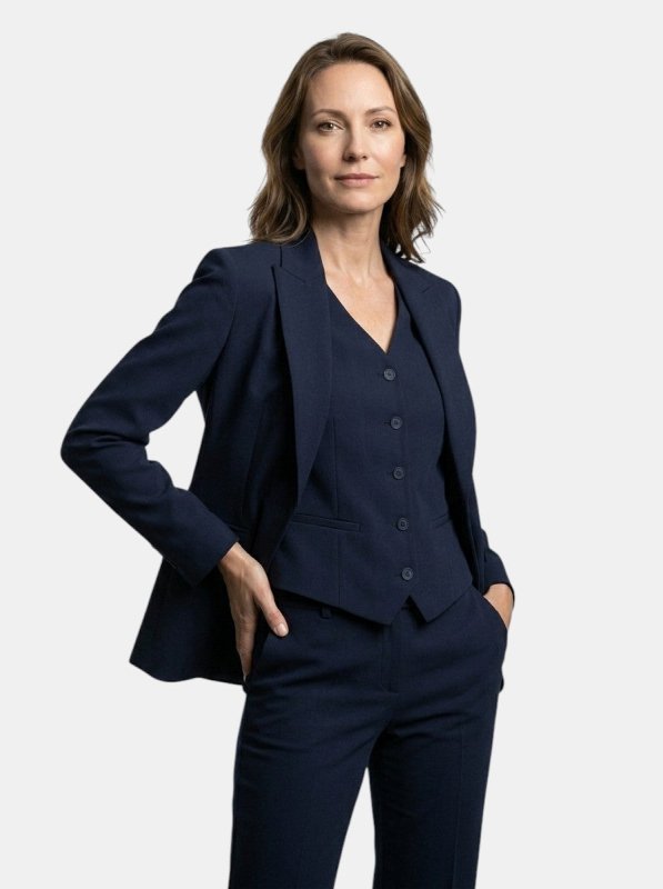 Women's Structured Fabric Three - Piece Suit | Elegant Blazer, Waistcoat & Flared Trousers - Velshara store