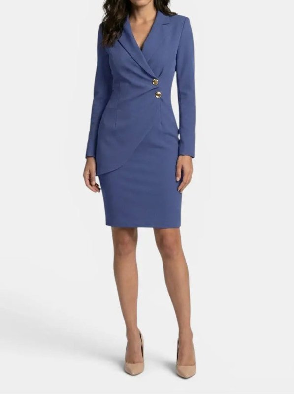 Women's Structured Midi Dress | Elegant Long Sleeve Formal Dresses for Office Wear - Velshara store