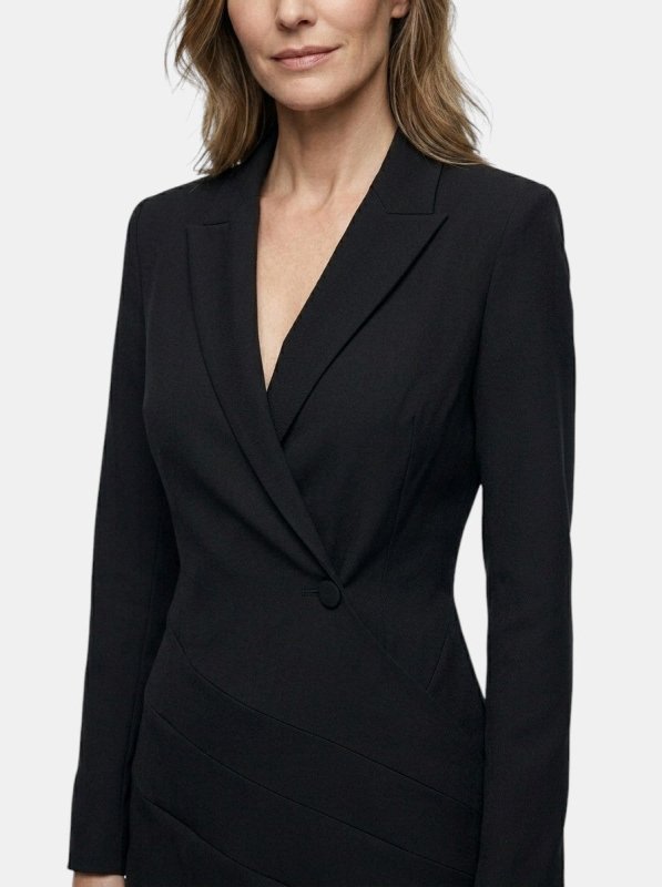 Women's Structured Mini Dress | Bold Deep V Neck Blazer Style Cocktail Dress - Velshara store
