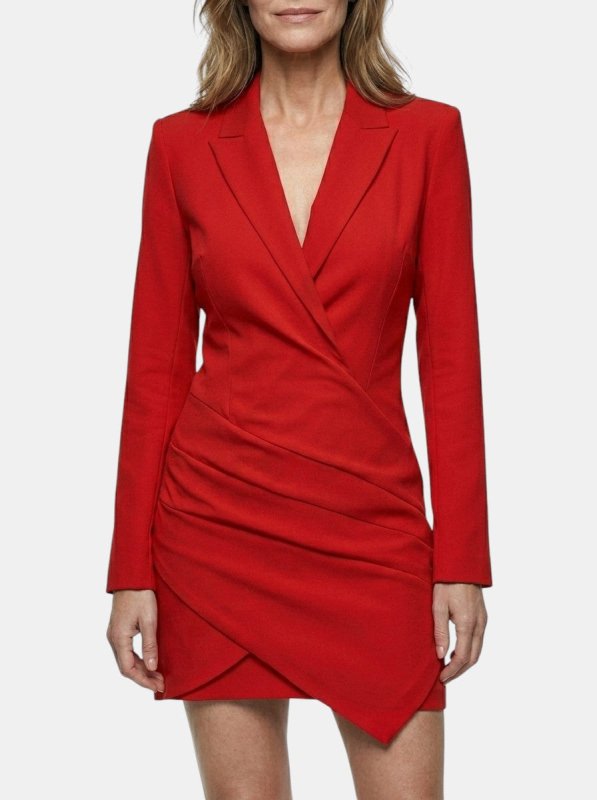 Women's Structured Mini Dress | Bold Deep V Neck Blazer Style Cocktail Dress - Velshara store