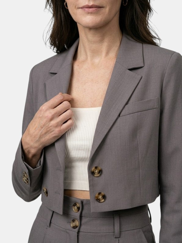 Women's Structured Pant Suit | Tailored Cropped Blazer and High Waist Wide Leg Trousers - Velshara store