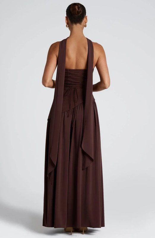 Women's Structured Polyester Cocktail Dress | Elegant Strapless High Slit Design - Velshara store