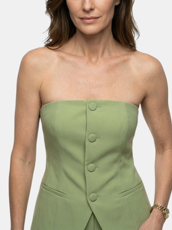 Women's Structured Suit Set | Elegant Strapless Top and Wide - Leg Trousers - Velshara store