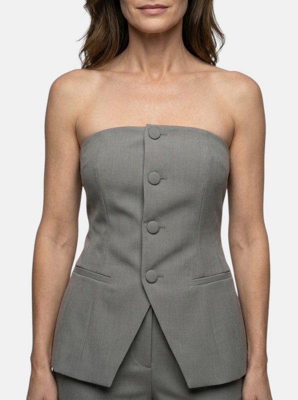 Women's Structured Suit Set | Elegant Strapless Top and Wide - Leg Trousers - Velshara store