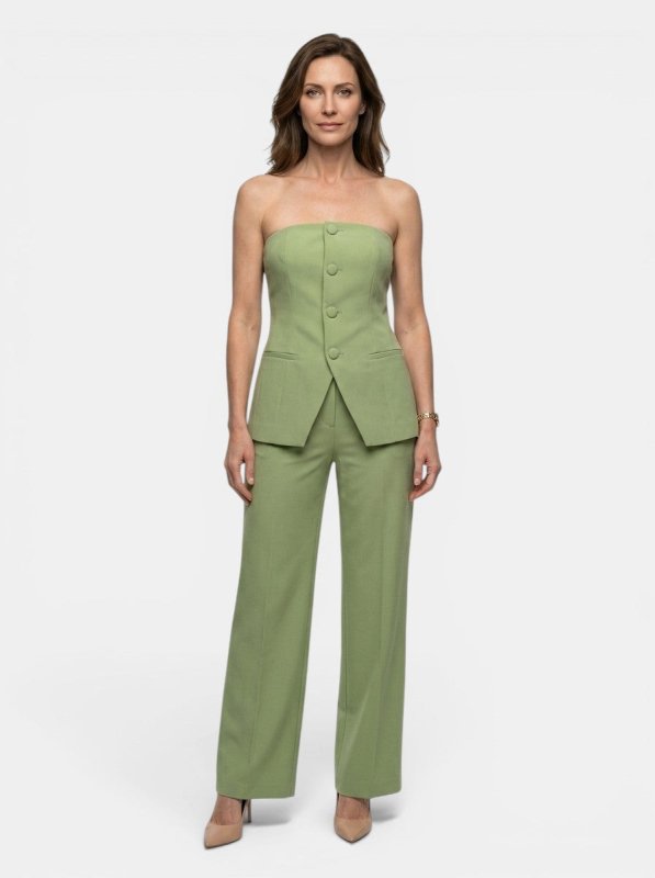 Women's Structured Suit Set | Elegant Strapless Top and Wide - Leg Trousers - Velshara store