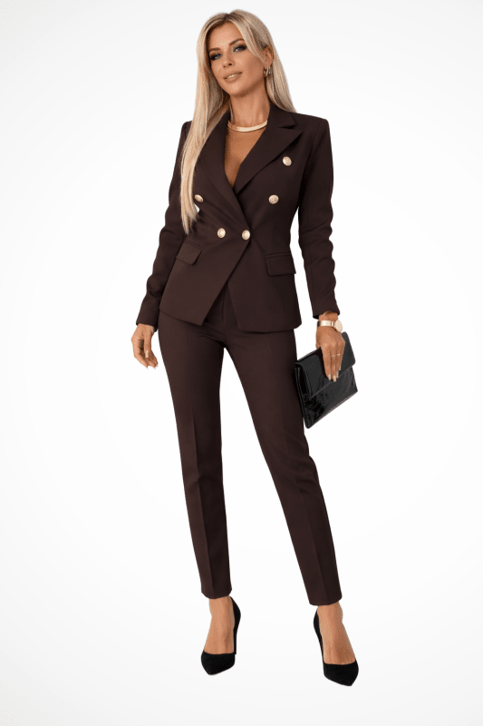 Women's Structured Suit Set | Tailored Double - Breasted Blazer & Slim - Fit Trousers - Velshara store