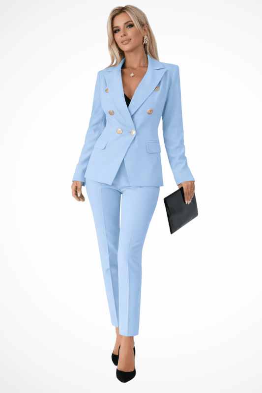 Women's Structured Suit Set | Tailored Double - Breasted Blazer & Slim - Fit Trousers - Velshara store
