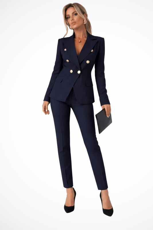 Women's Structured Suit Set | Tailored Double - Breasted Blazer & Slim - Fit Trousers - Velshara store