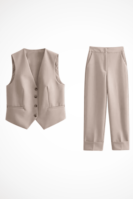 Women's Structured Suit Set | Tailored Waistcoat and Straight Leg Trousers - Velshara store
