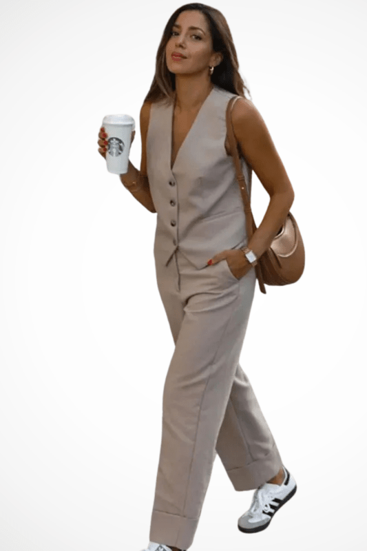 Women's Structured Suit Set | Tailored Waistcoat and Straight Leg Trousers - Velshara store