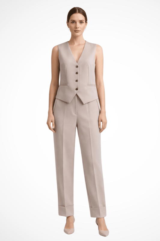 Women's Structured Suit Set | Tailored Waistcoat and Straight Leg Trousers - Velshara store