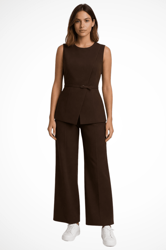 Women's Structured Trouser Set | Tailored Sleeveless Waistcoat Outfit - Velshara store