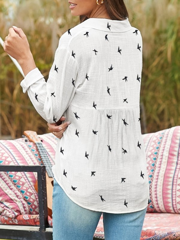 Women's Stylish Printed Polyester Shirt | Comfortable Long Sleeve Button Front Blouse - Velshara store
