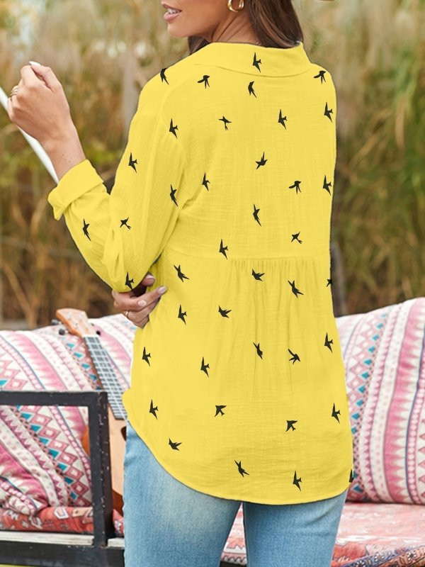 Women's Stylish Printed Polyester Shirt | Comfortable Long Sleeve Button Front Blouse - Velshara store