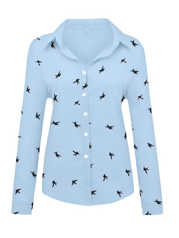 Women's Stylish Printed Polyester Shirt | Comfortable Long Sleeve Button Front Blouse - Velshara store