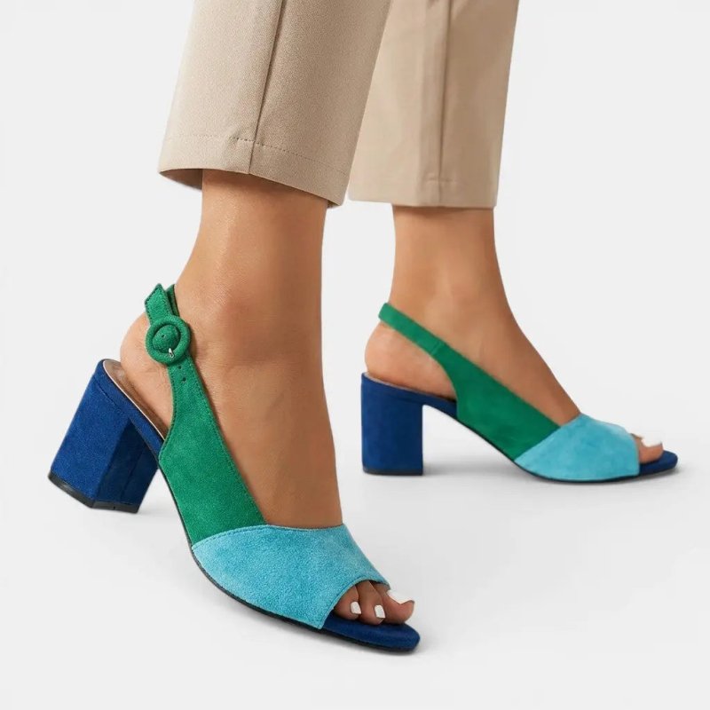 Women's Synthetic Colourblock Slingback Heels | Elegant Adjustable Sandals - Velshara store