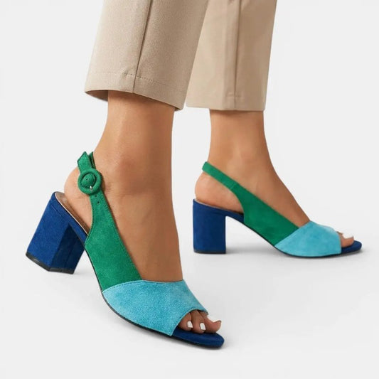 Women's Synthetic Colourblock Slingback Heels | Elegant Adjustable Sandals - Velshara store