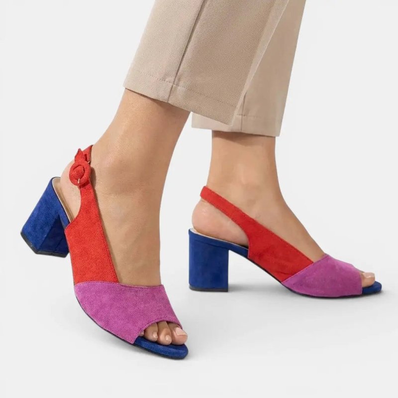 Women's Synthetic Colourblock Slingback Heels | Elegant Adjustable Sandals - Velshara store