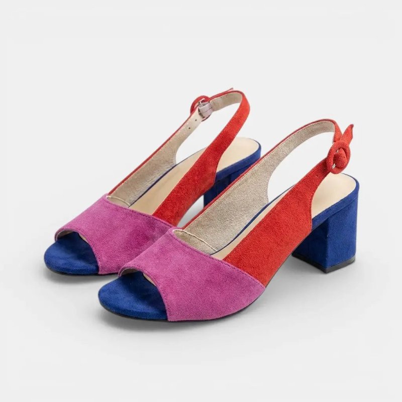 Women's Synthetic Colourblock Slingback Heels | Elegant Adjustable Sandals - Velshara store