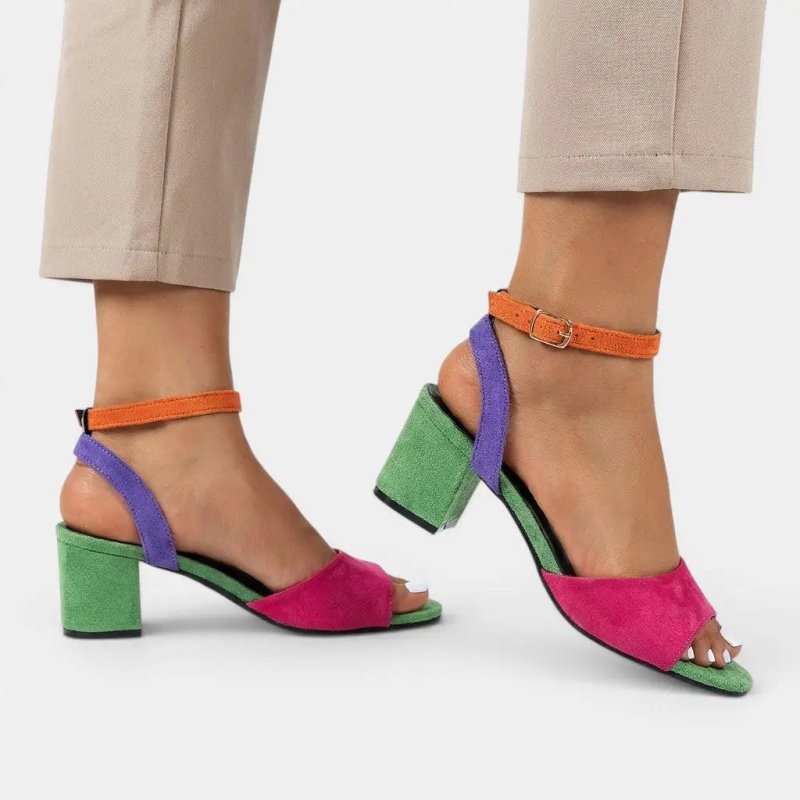 Women's Synthetic Colourblock Slingback Heels | Elegant Adjustable Sandals - Velshara store