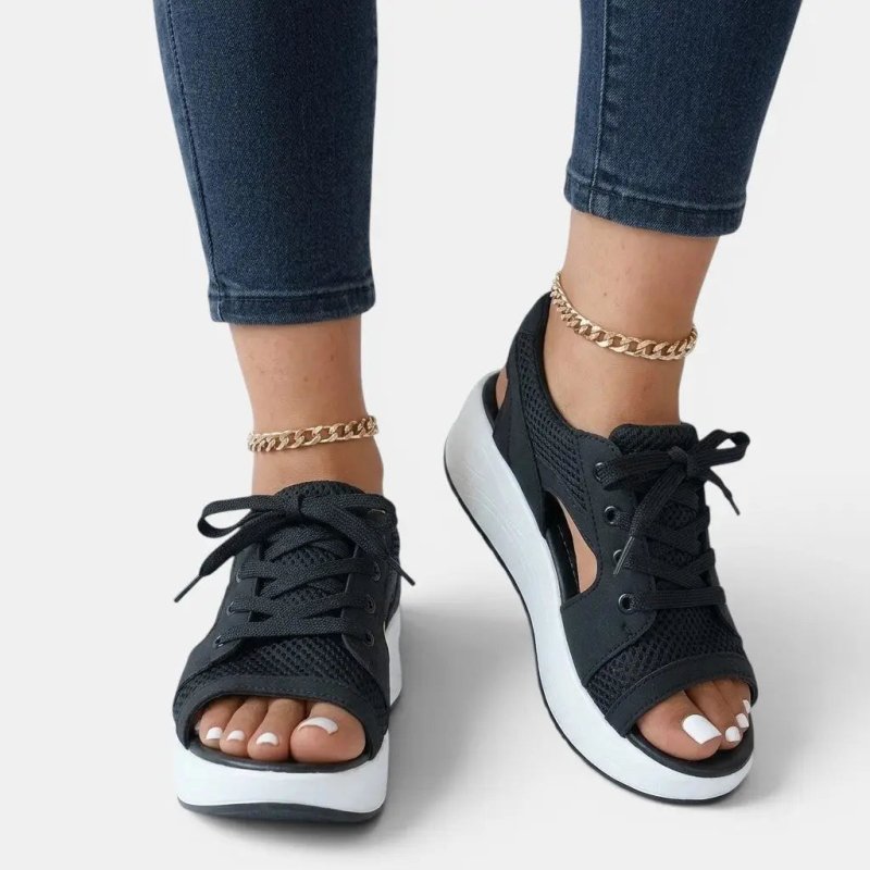 Women's Synthetic Cutout Lace - Up Sandals | Stylish Comfortable Summer Footwear - Velshara store