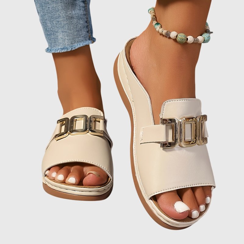 Women's Synthetic Open - Toe Sandals | Chic Comfortable Slip - On Footwear - Velshara store