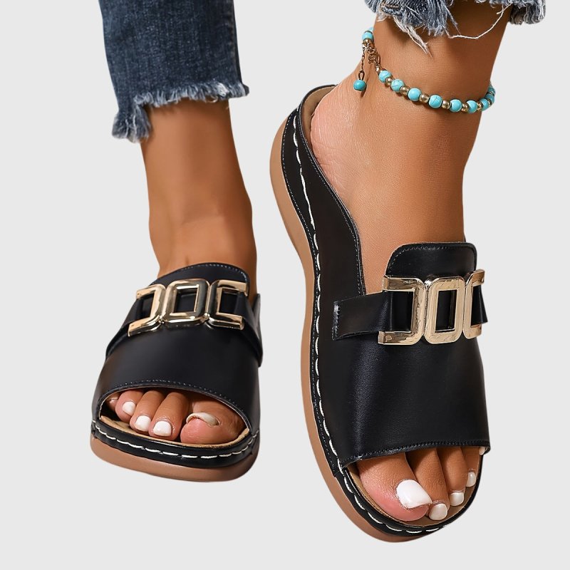 Women's Synthetic Open - Toe Sandals | Chic Comfortable Slip - On Footwear - Velshara store