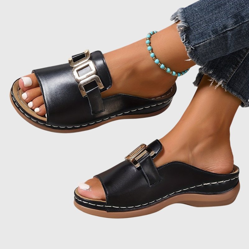 Women's Synthetic Open - Toe Sandals | Chic Comfortable Slip - On Footwear - Velshara store