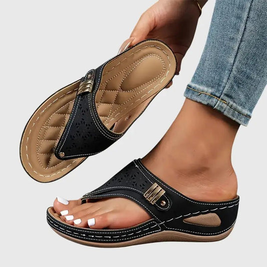 Women's Synthetic Orthopedic Sandals | Comfortable Slip - On Wedge Footwear - Velshara store