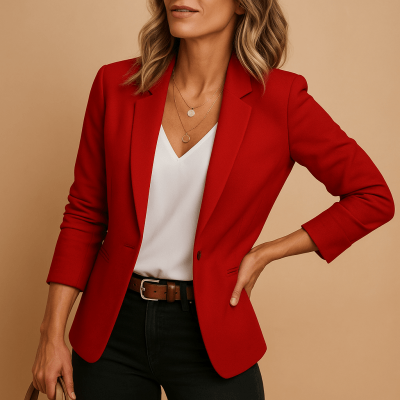 Women's Tailored Blazer | Structured One - Button Slim Fit Jacket | Elegant Notched Lapel Design - Velshara store
