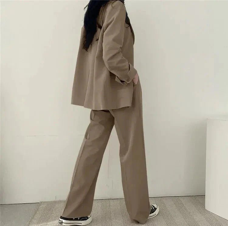 Women's Tailored Blazer Suit Set | Elegant Structured Blazer & Wide Leg Trousers - Velshara store