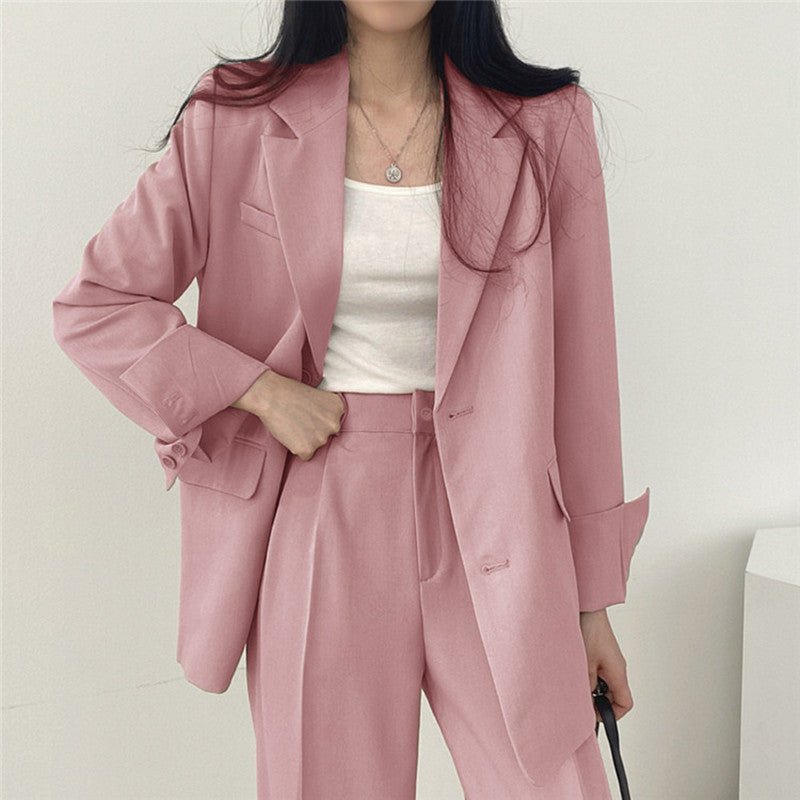 Women's Tailored Blazer Suit Set | Elegant Structured Blazer & Wide Leg Trousers - Velshara store