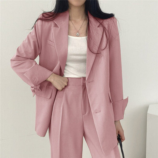 Women's Tailored Blazer Suit Set | Elegant Structured Blazer & Wide Leg Trousers - Velshara store