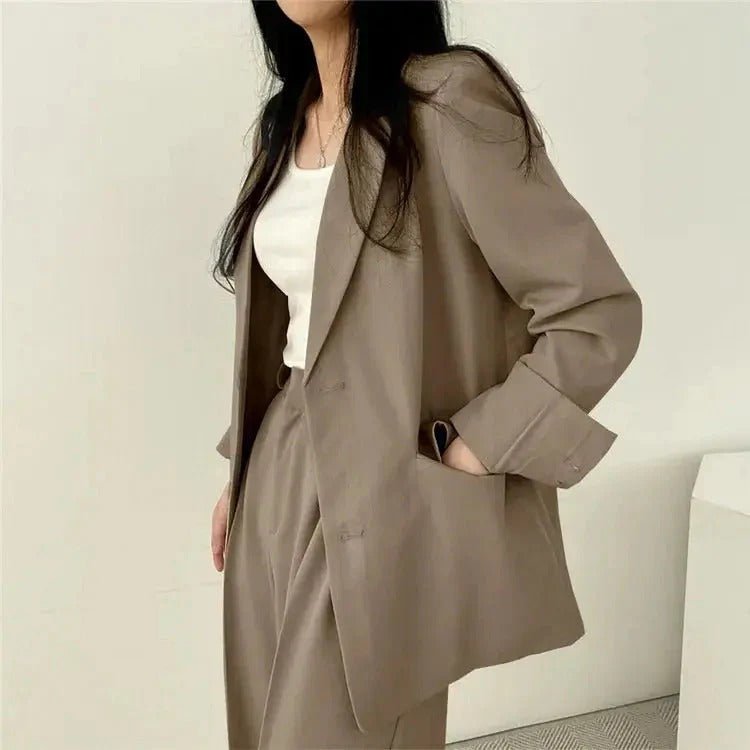 Women's Tailored Blazer Suit Set | Elegant Structured Blazer & Wide Leg Trousers - Velshara store