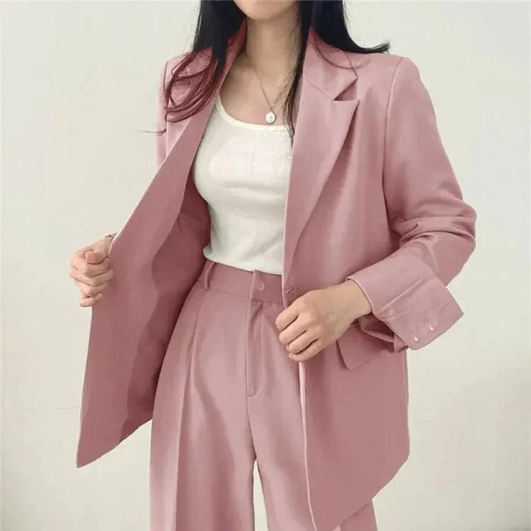 Women's Tailored Blazer Suit Set | Elegant Structured Blazer & Wide Leg Trousers - Velshara store