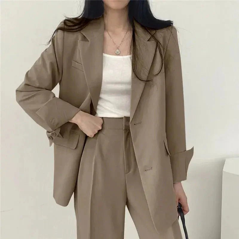 Women's Tailored Blazer Suit Set | Elegant Structured Blazer & Wide Leg Trousers - Velshara store
