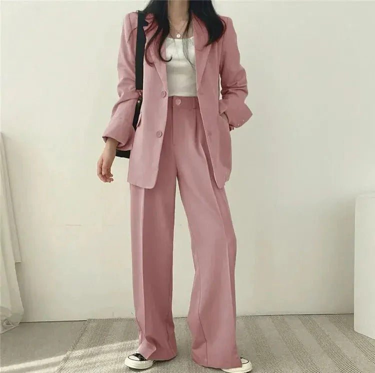 Women's Tailored Blazer Suit Set | Elegant Structured Blazer & Wide Leg Trousers - Velshara store
