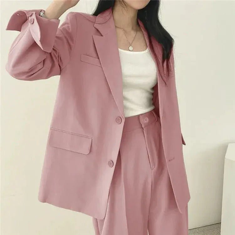 Women's Tailored Blazer Suit Set | Elegant Structured Blazer & Wide Leg Trousers - Velshara store