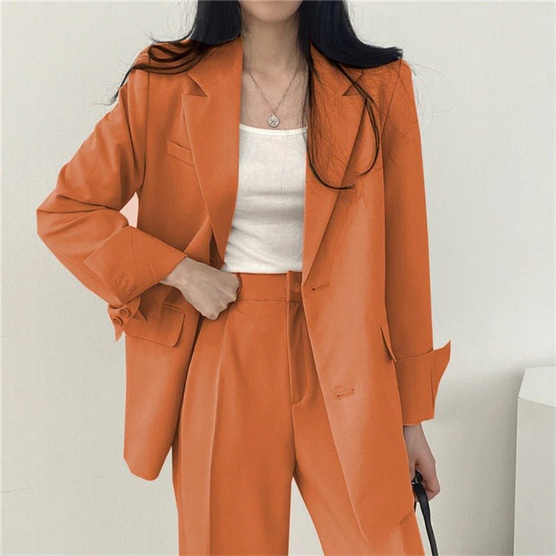 Women's Tailored Blazer Suit Set | Elegant Structured Blazer & Wide Leg Trousers - Velshara store