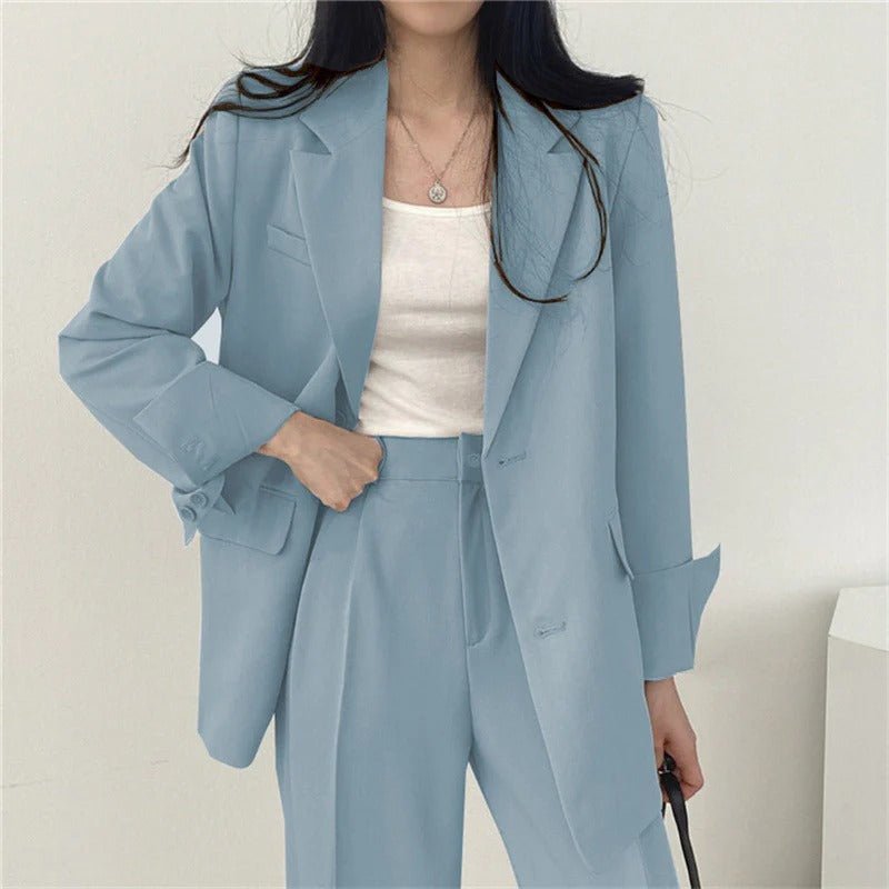 Women's Tailored Blazer Suit Set | Elegant Structured Blazer & Wide Leg Trousers - Velshara store